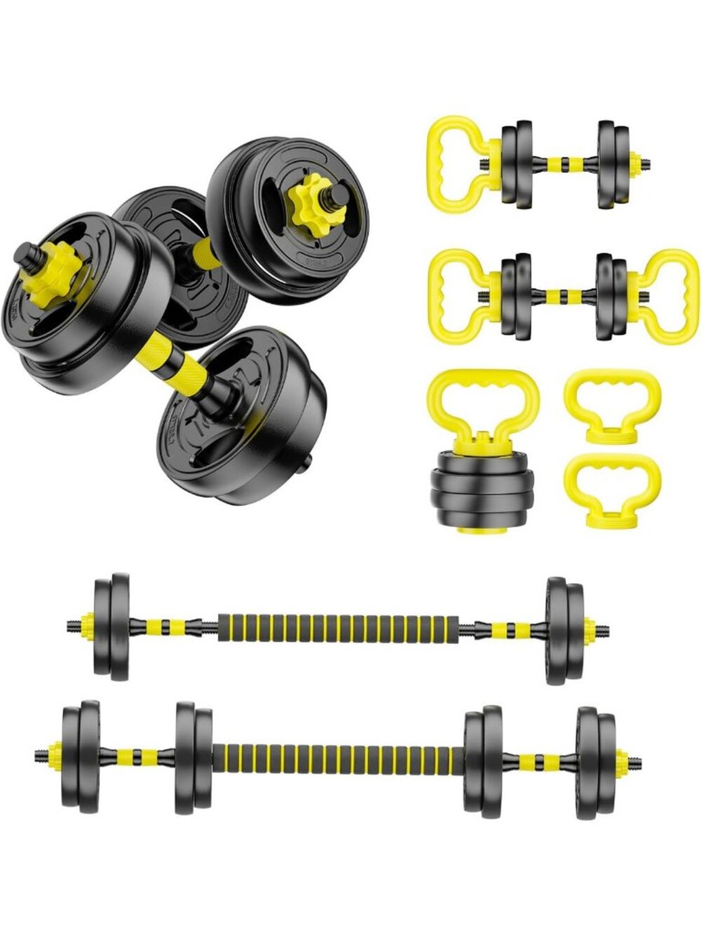 Versatile Adjustable Dumbbell Set 10-90lbs - 4-in-1 Free Weights for Home Gym